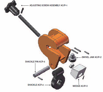 lifting clamp Model ACP exploded view